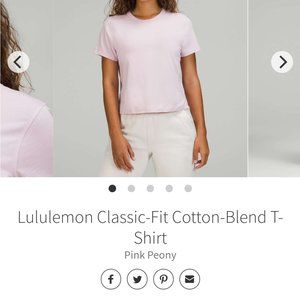 NWT lululemon classic fit cotton blend tee pink peony size 2